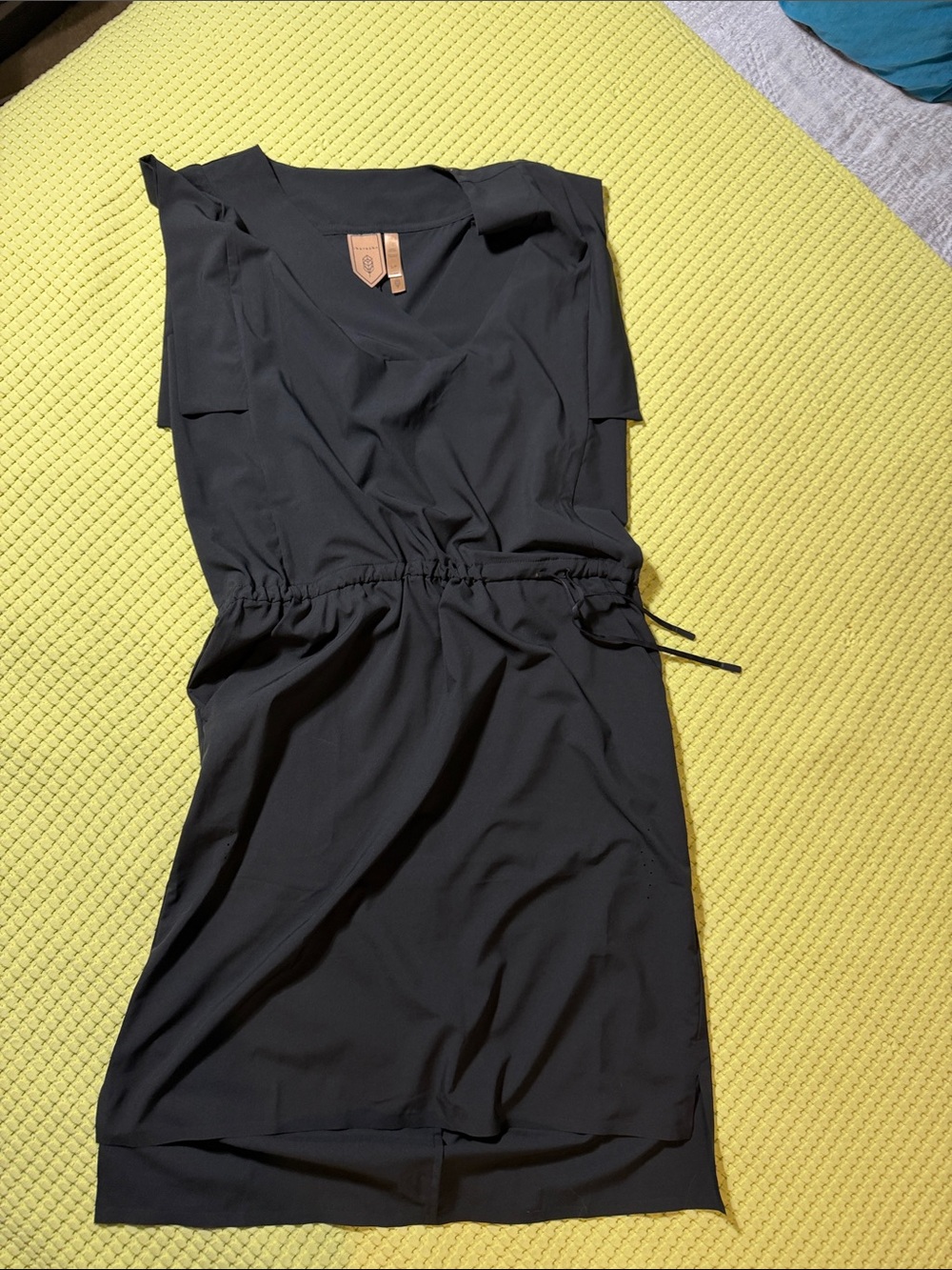 Everyday Black Midi Dress with Drawstring Waist